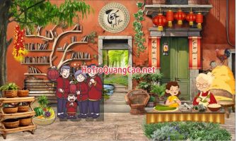 Tiểu cảnh, phông nền, backdrop chụp ảnh tết, chúc mừng năm mới 0024