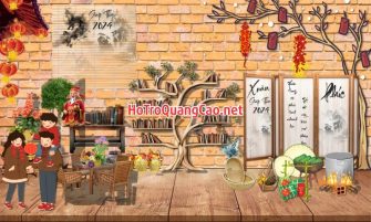 Tiểu cảnh, phông nền, backdrop chụp ảnh tết, chúc mừng năm mới 0029