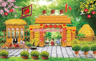 Tiểu cảnh, phông nền, backdrop chụp ảnh tết, chúc mừng năm mới 0040