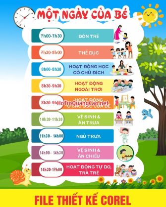 Tranh tường, trang trí mầm non - một ngày của bé 0076